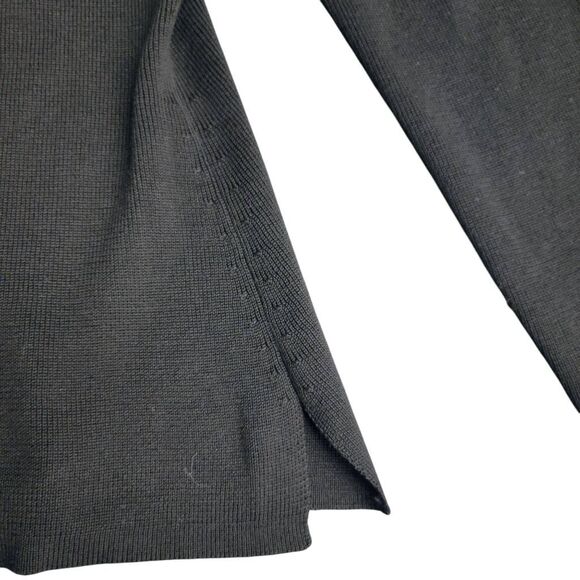 Designer Silk & Cotton with Crochet Detail on Sleeves and V Neck Black Knit Top - Picture 5 of 10